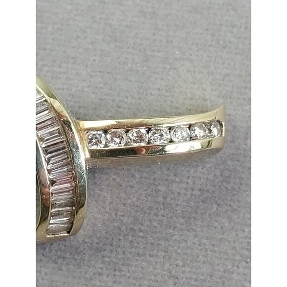 14k Solid Yellow Gold, 34 Natural Diamonds, Ribbon Pendant 11.5g, 2-3 ctw - Picture 7 of 9